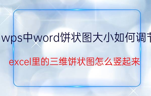 wps中word饼状图大小如何调节 excel里的三维饼状图怎么竖起来？